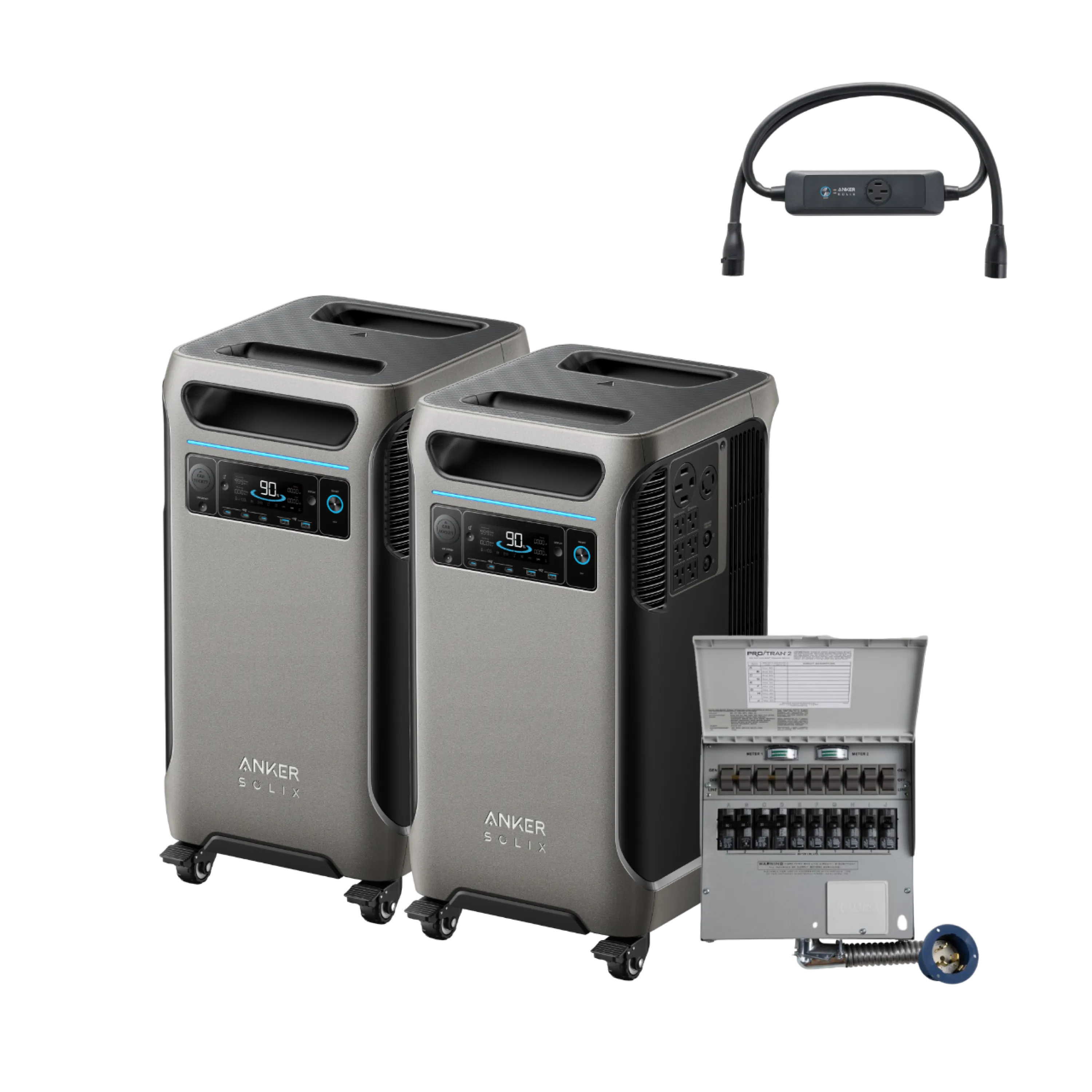 2× Anker SOLIX <b>F3800</b>   Double Power Hub   Home Backup Kit (Transfer Switch   Cable)