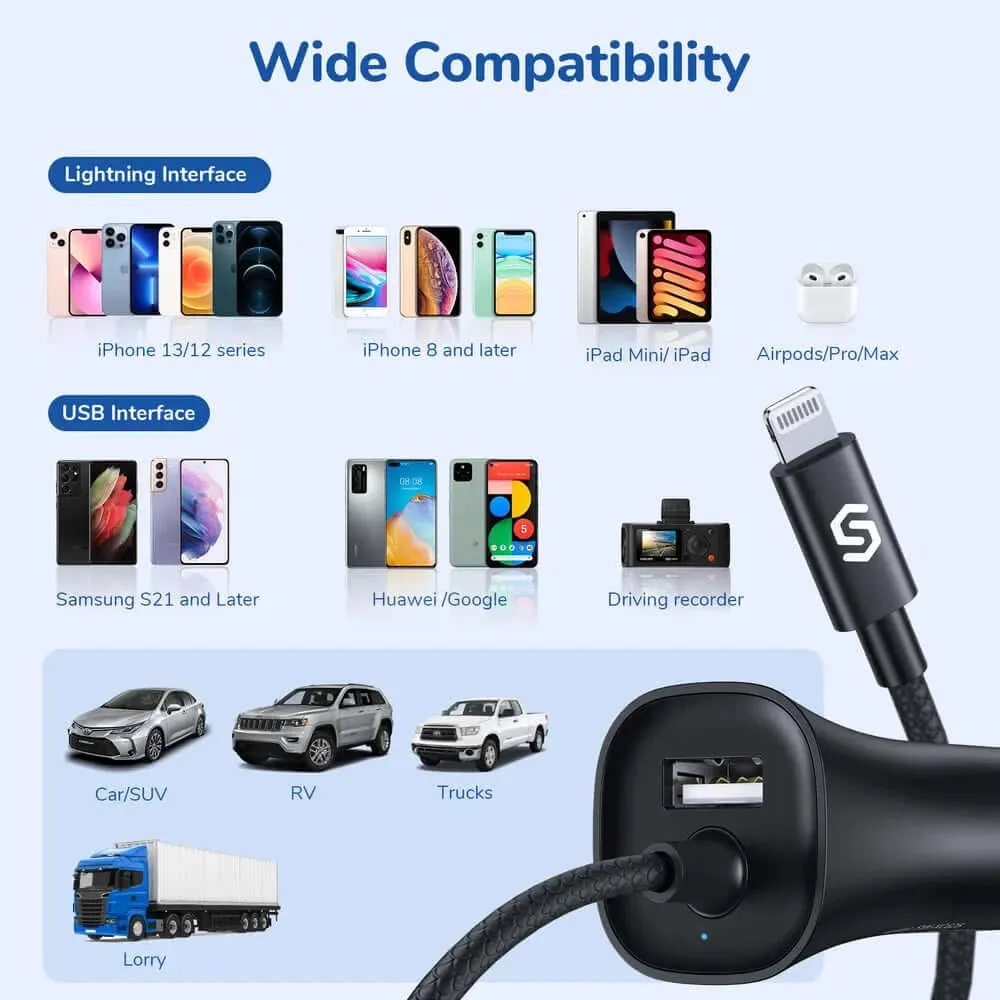 32W Car Cigarette Lighter Phone Charger (Apple MFi Certified)