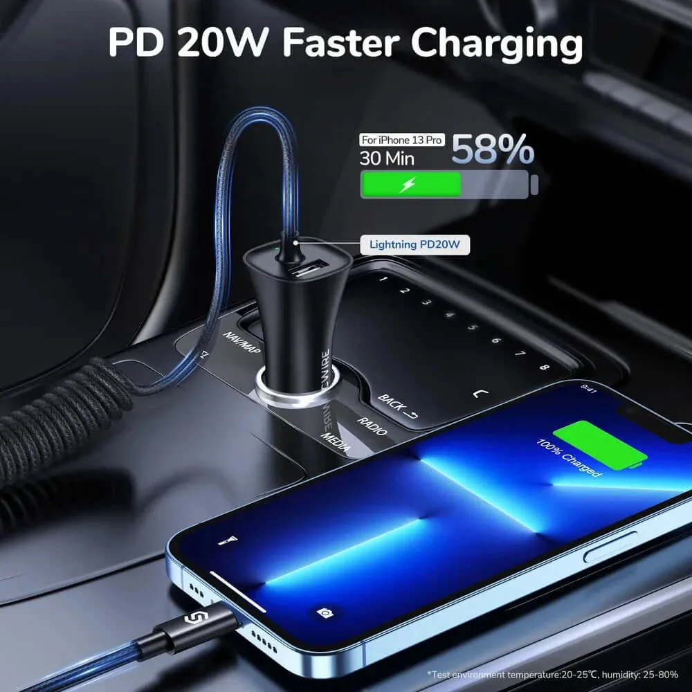 32W Car Cigarette Lighter Phone Charger (Apple MFi Certified)