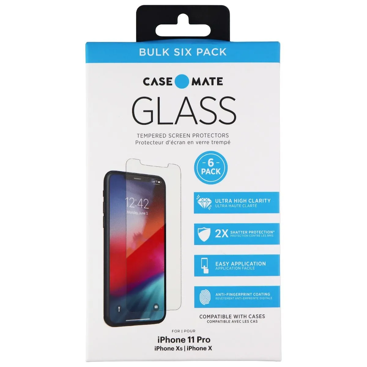Case-Mate Tempered Glass Protector 6-Pack for iPhone 11 Pro & iPhone Xs - Clear