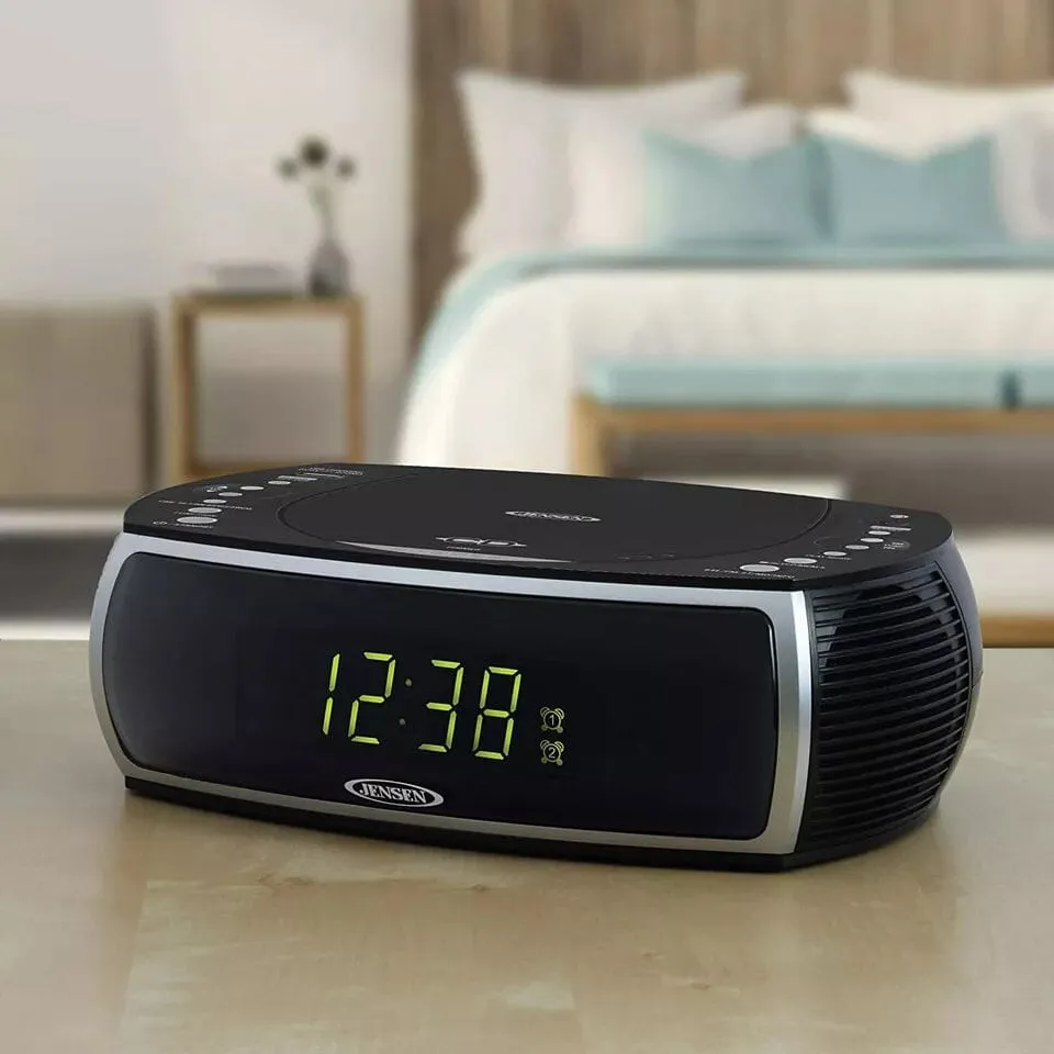 Jensen JCR-322 Modern Home CD Tabletop AM/FM Radio CD Player Dual Alarm Clock (Refurbished)