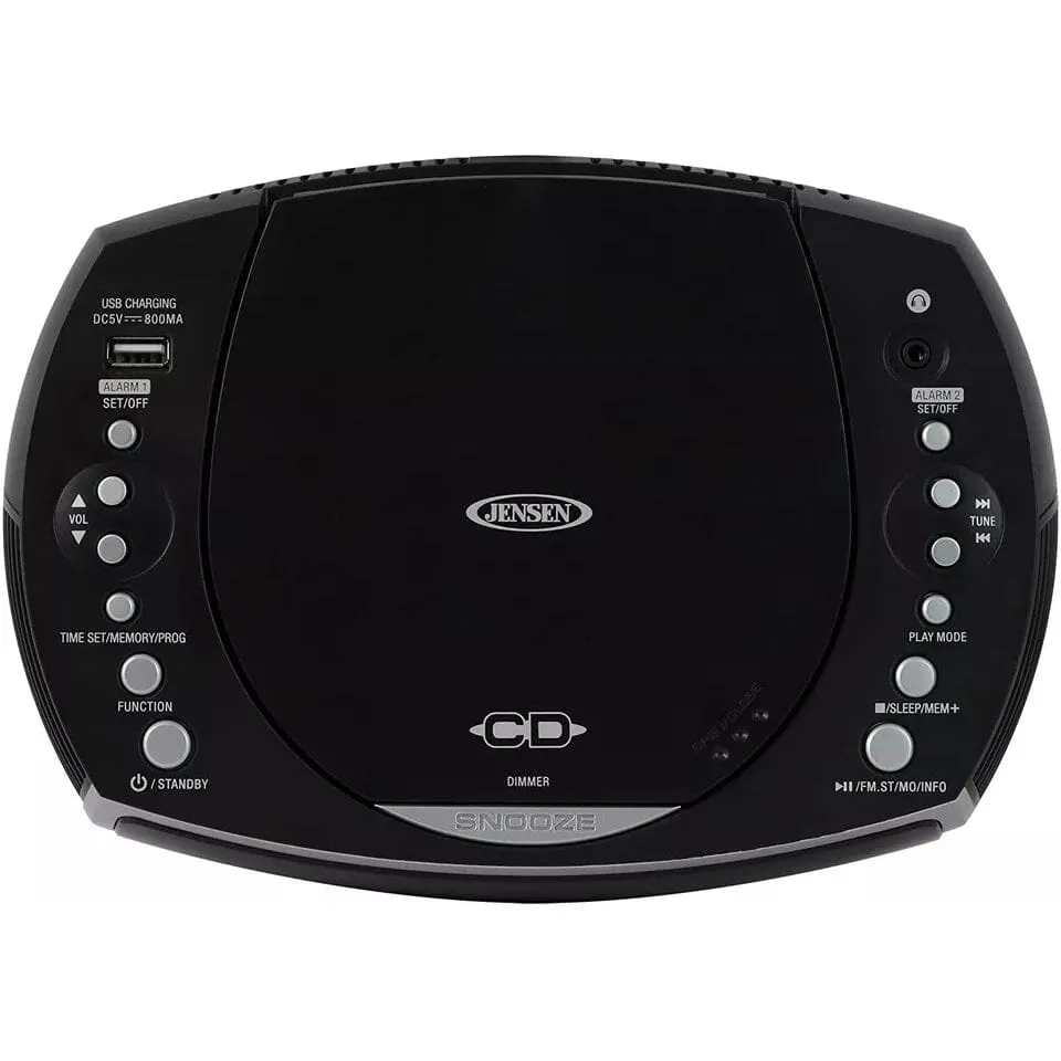 Jensen JCR-322 Modern Home CD Tabletop AM/FM Radio CD Player Dual Alarm Clock (Refurbished)