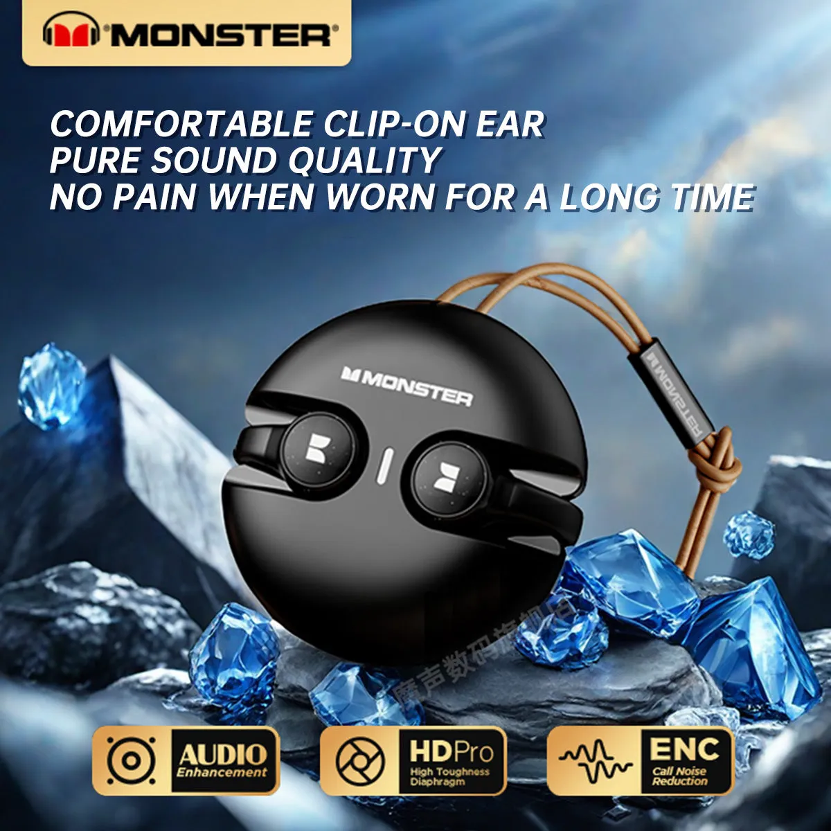 MONSTER XKT21 Ear Clip Air Conduction Wireless Earphones Black