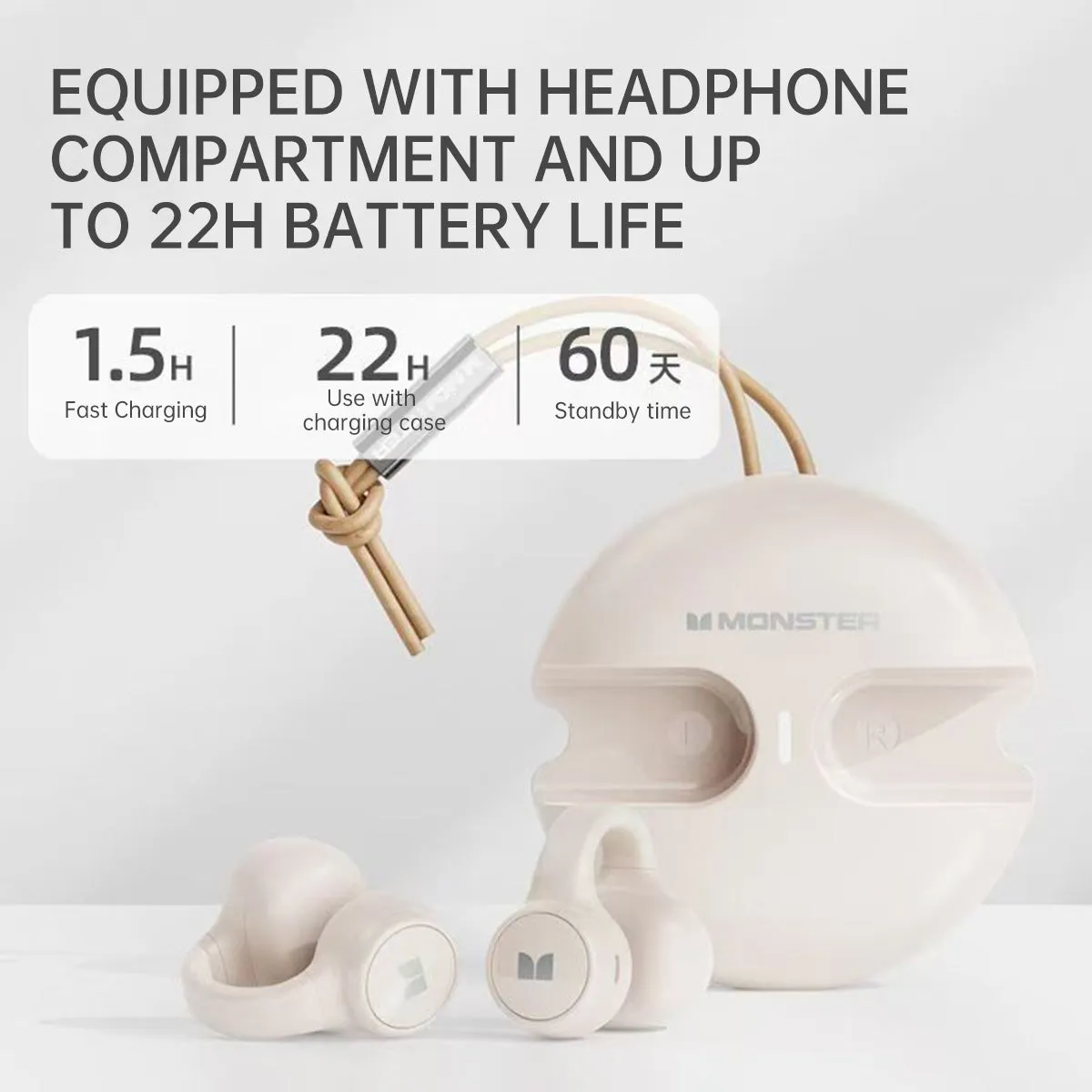 MONSTER XKT21 Ear Clip Air Conduction Wireless Earphones Black
