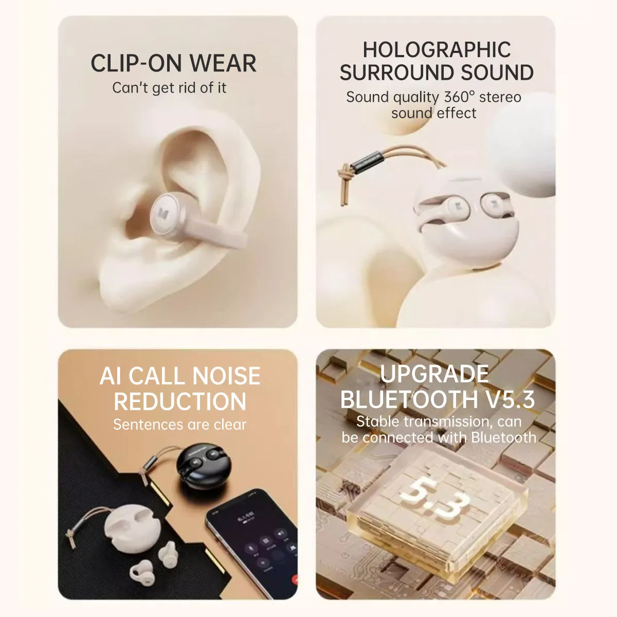 MONSTER XKT21 Ear Clip Air Conduction Wireless Earphones Black