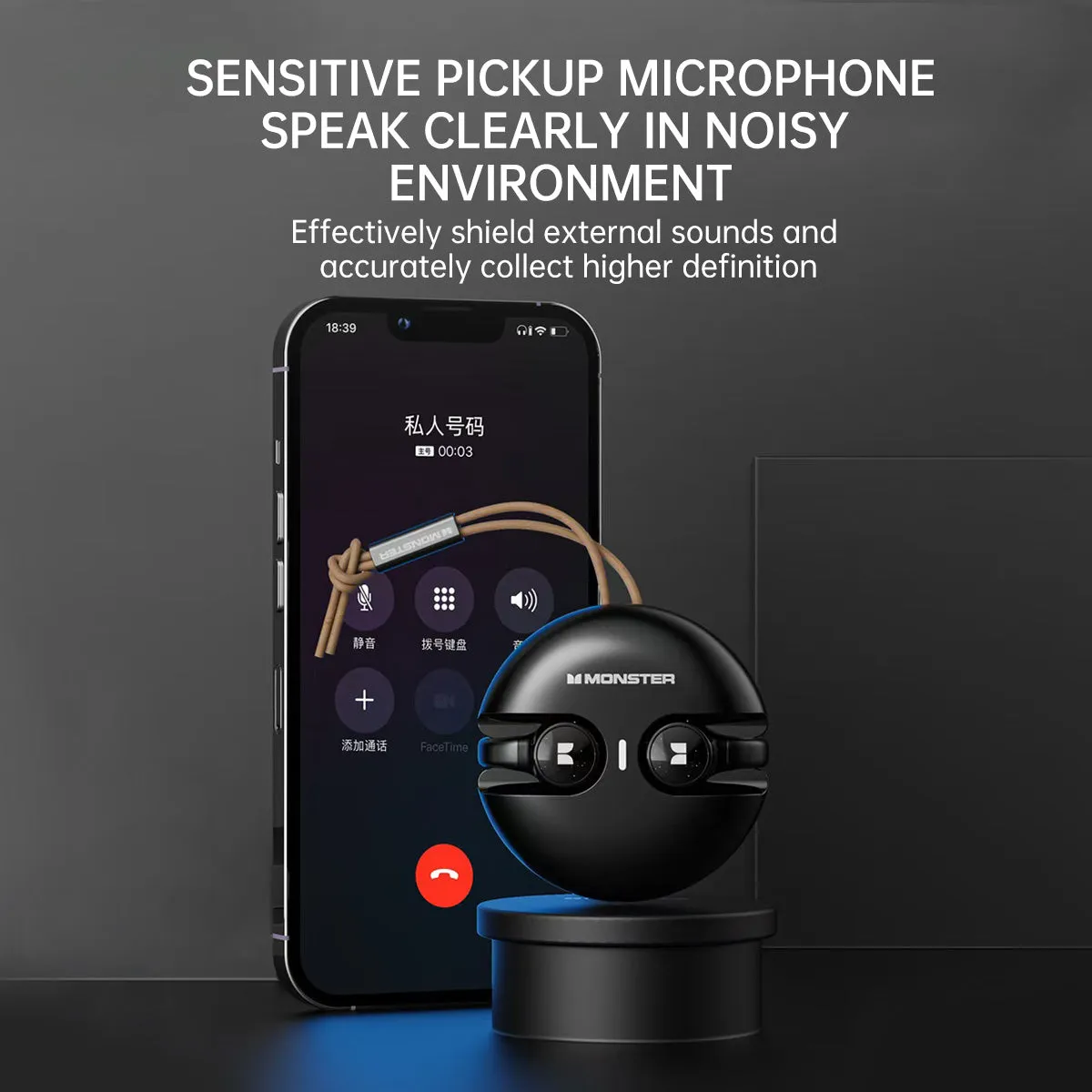 MONSTER XKT21 Ear Clip Air Conduction Wireless Earphones Black