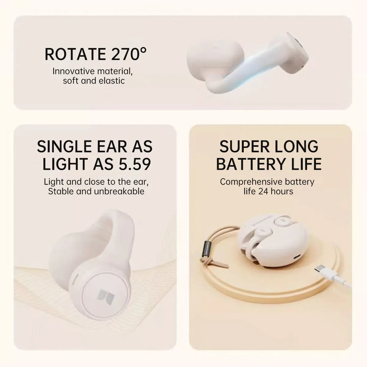 MONSTER XKT21 Ear Clip Air Conduction Wireless Earphones Black