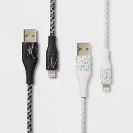 New - 6' Lightning to USB-A 2pk Braided Cable - heyday Marble/Terrazzo