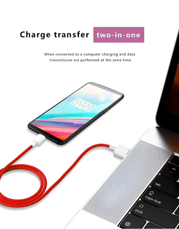 Oneplus 12R SUPERVOOC 10A USB to Type C Data Sync Cable Red-100CM