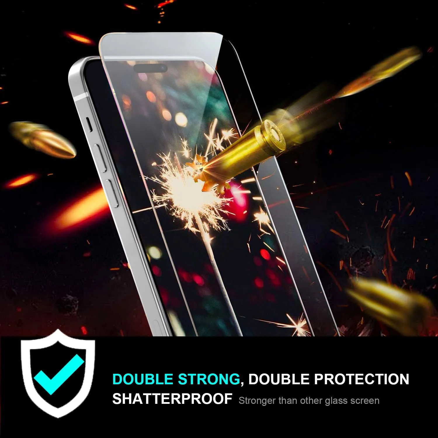 Tough On iPhone 15 Plus Double-strong Tempered Glass Screen Protector Clear