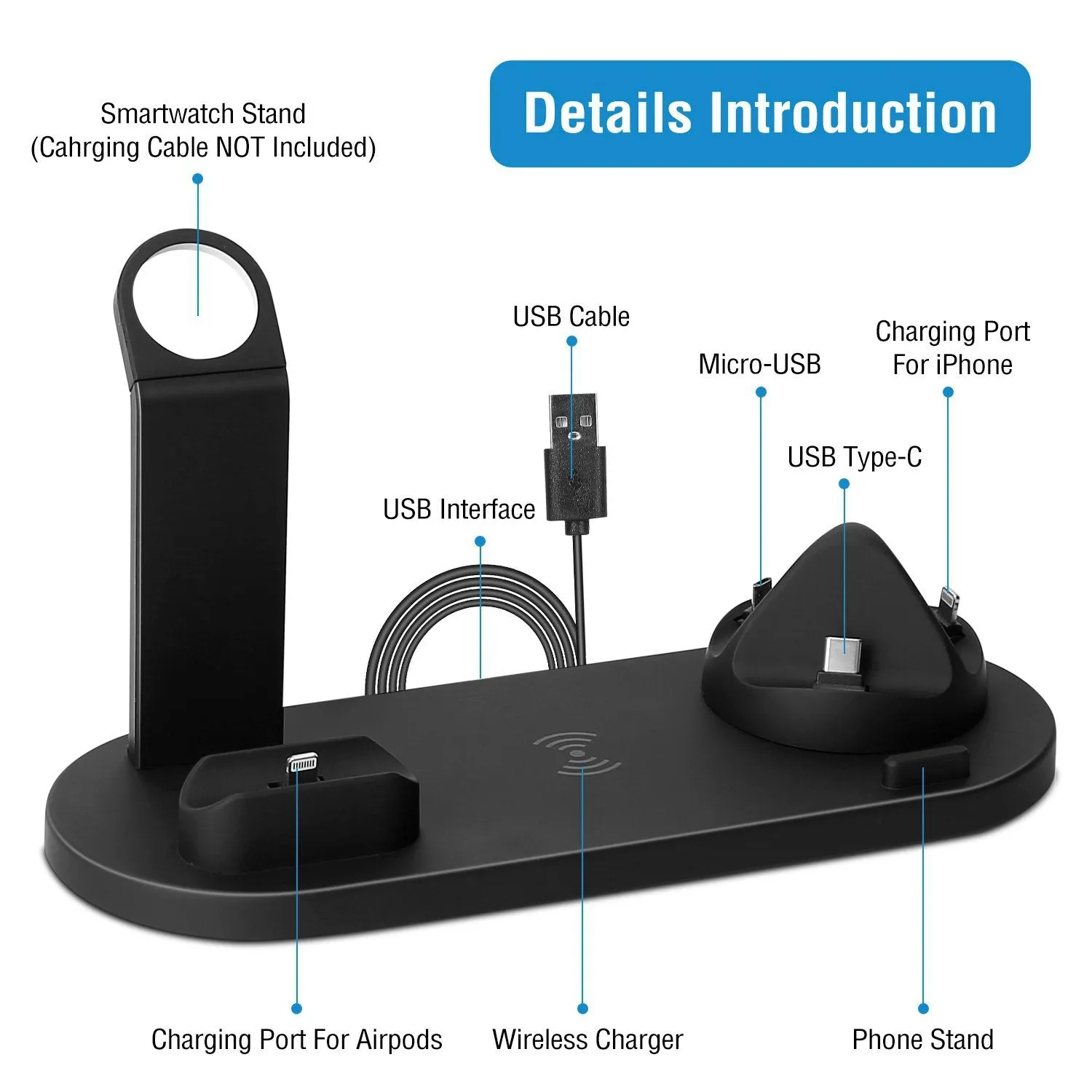 Wireless Charger Dock 4-in-1 10W