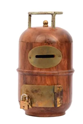 Wooden Money Bank Cylinder Shape